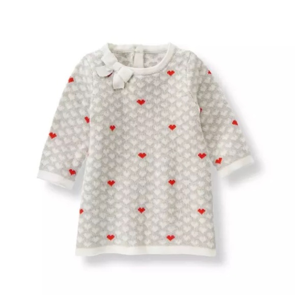 Janie and Jack Heart Sweater Dress Heather Gray size 0-3 mos
